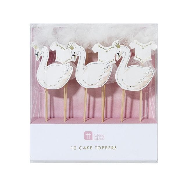 Swan Cake Toppers 12-Pack Talking Tables