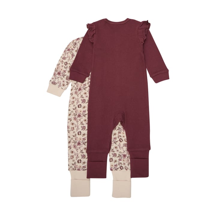 Långärmad Jumpsuit 2-pack Red Mahogany BeKids