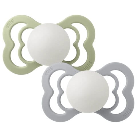 Nappar Supreme Glow 2-pack Silikon symmetrisk - Sage/Cloud BIBS