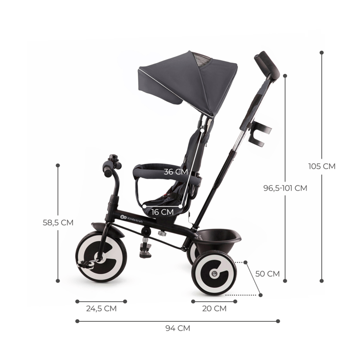 Aston Trehjuling - Grå Kinderkraft