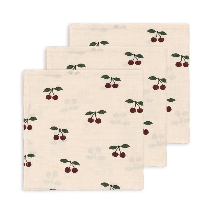 3-Pack Muslin Tvättlappar - Ma Grande Cerise Konges Slöjd