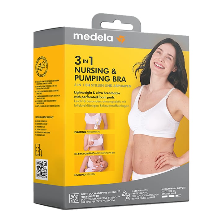 3-i-1 amnings- och pumpnings-BH - Vit Medela